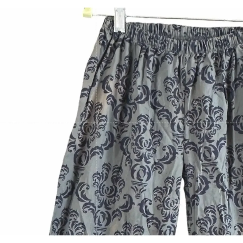 Servane Barrau Gray Blue Damask Ruffle Pants Cotton Girls 6 7